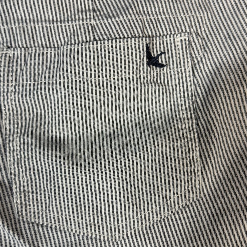 Eddie Bauer Bermuda Shorts 8 Blue White Striped Cuffed Drawstring - Picture 3 of 6